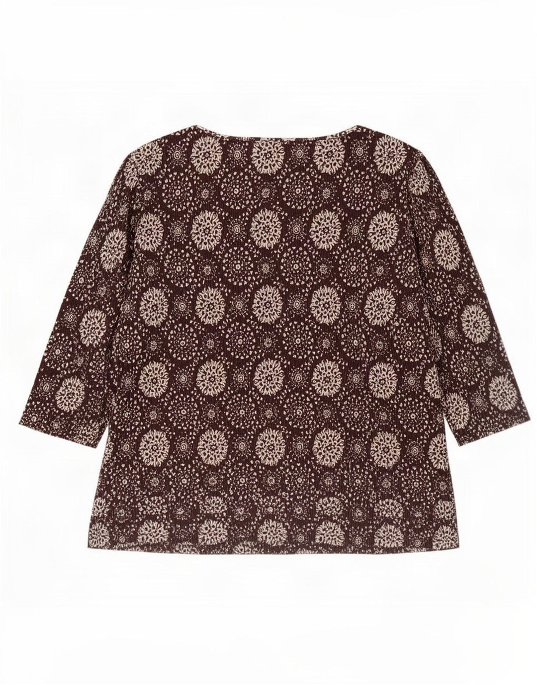 Marks & Spencer Damski top z abstrakcyjnym wzorem, rękaw 3/4, UK 20 2XL, brązowy
