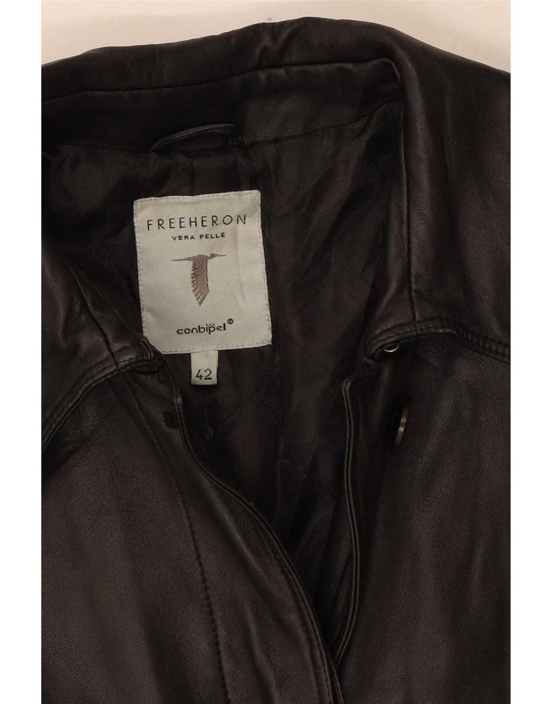 Conbipel Dame Free Heron Leather Coat IT 42 Medium Black