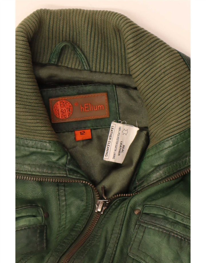 Helium Dame Læderjakke UK 12 Medium Green