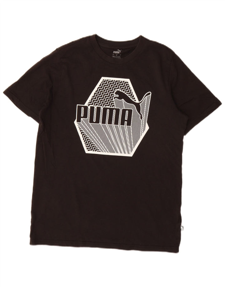 Puma Herre Grafisk T-Shirt Top Medium Sort Bomuld