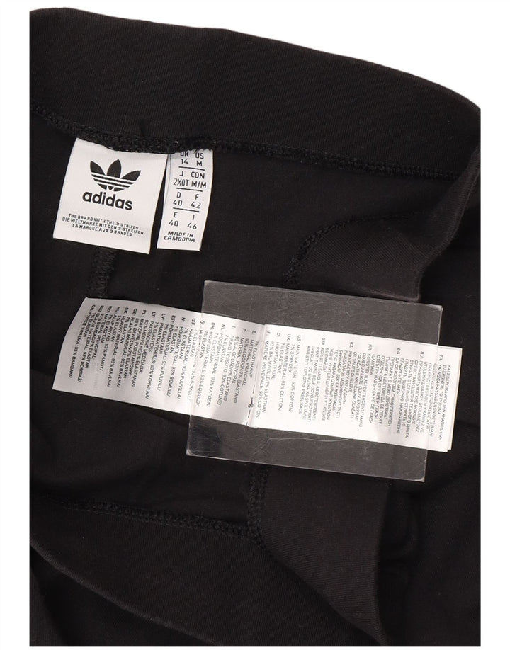 ADIDAS Womens Leggings UK 14 Medium Black Cotton