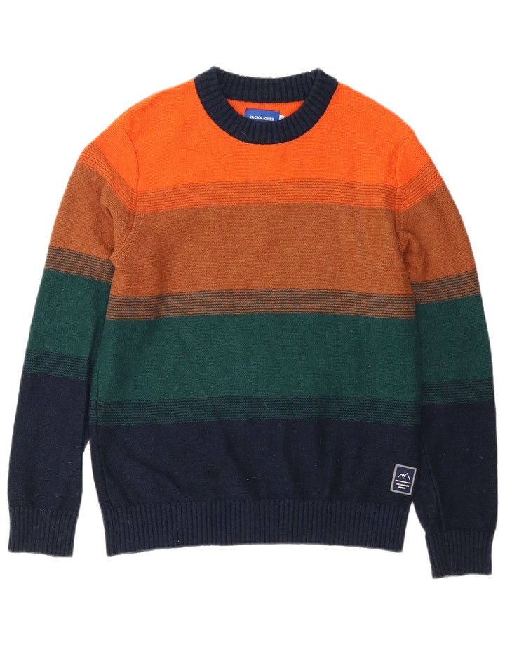 Jack & Jones Mens Crew Neck Jumper Sweater Medium Multicoloured Striped