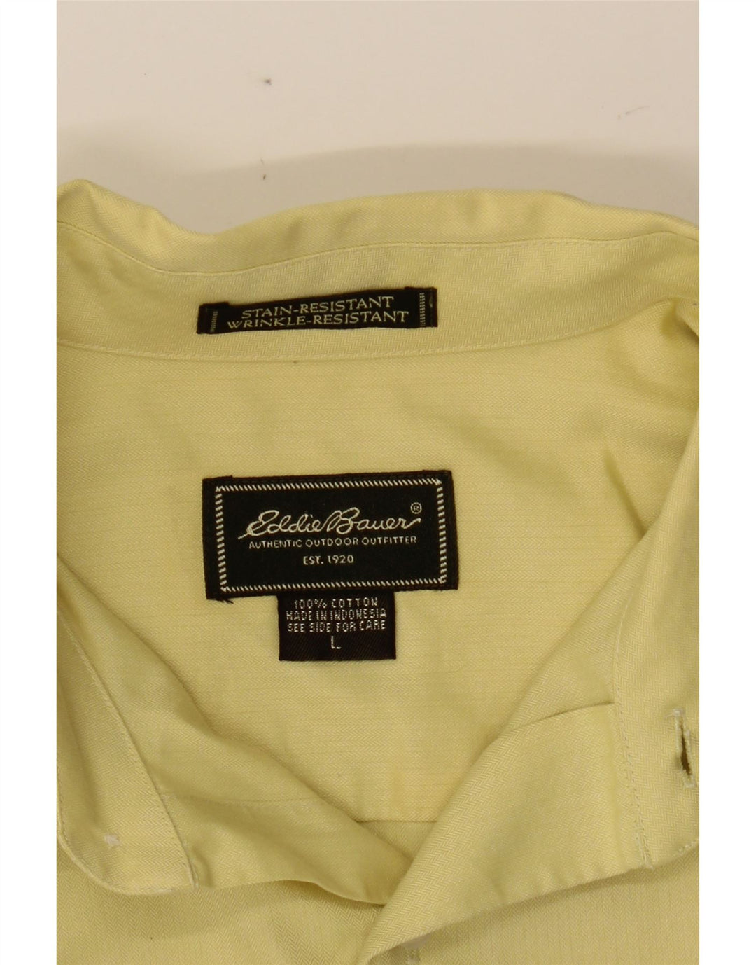 EDDIE BAUER Mens Wrinkle Resistant Shirt Large Yellow Cotton Vintage Eddie Bauer and Second-Hand Eddie Bauer from Messina Hembry 
