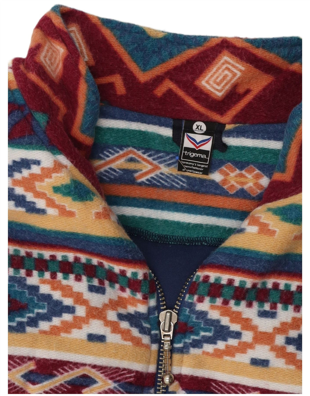Trigema Mens Fleece Jacket UK 42 XL Multicoloured Geometric Polyester