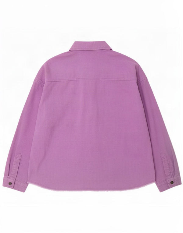 Zara Veste surdimensionnée en velours côtelé pour femme UK 16 Grand coton violet