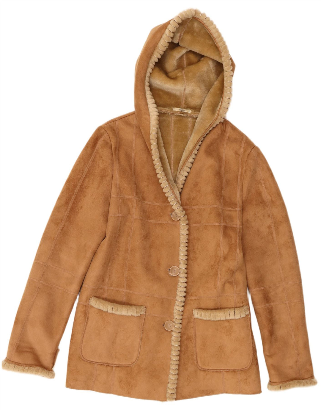 Giacca Sherpa con cappuccio da donna Klass UK 12 Poliestere beige medio