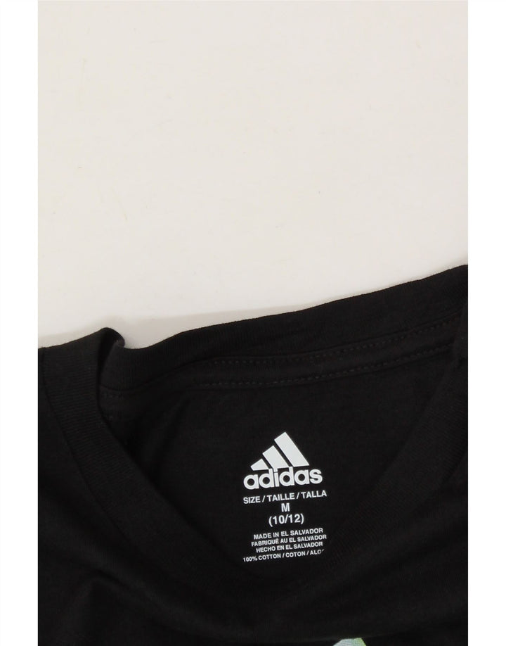 ADIDAS Boys Graphic T-Shirt Top 10-11 Years Medium Black Vintage Adidas and Second-Hand Adidas from Messina Hembry 
