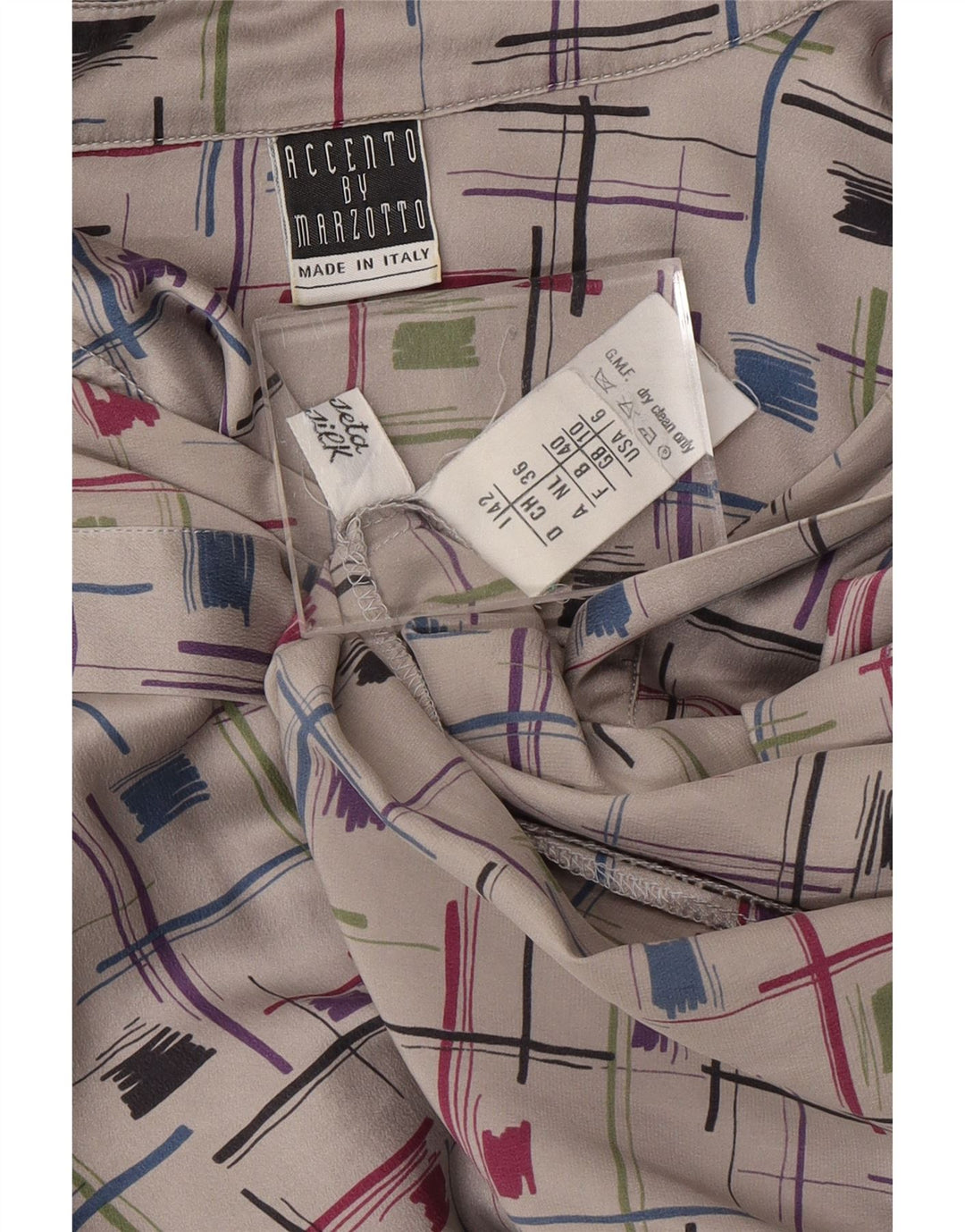 ACCENTO BY MARZOTTO Womens Pullover Shirt UK 10 Small Grey Geometric
