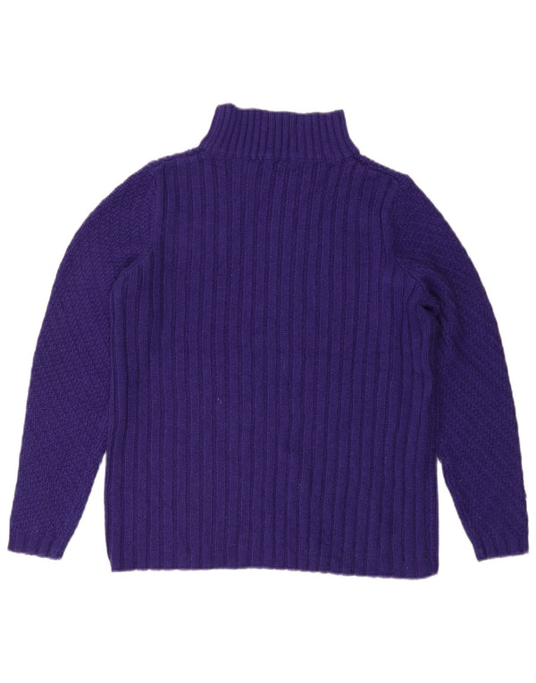 Maglione maglione da donna con collo alto M&Co UK 14 grande acrilico viola