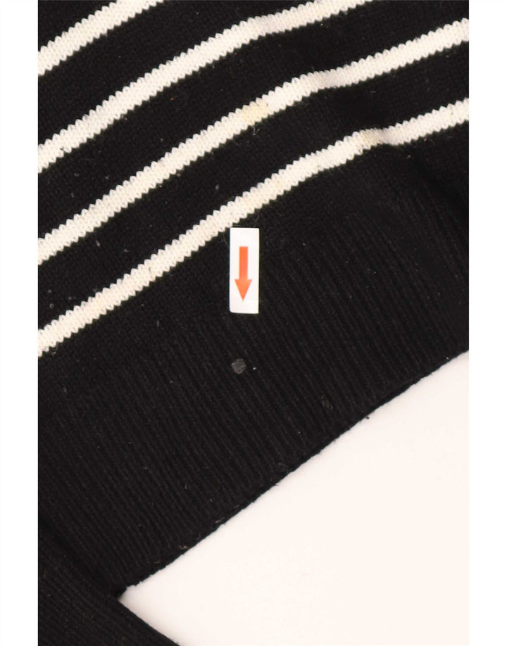 Zara Womens Boat Neck Jumper Sweater UK 14 Medium Black Striped Polyester
