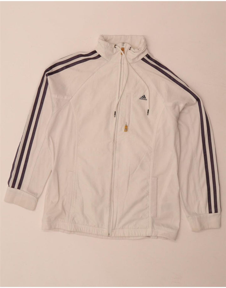 Adidas Mujer Climalite Chándal Top Chaqueta UK 14 Grande Blanco Poliéster