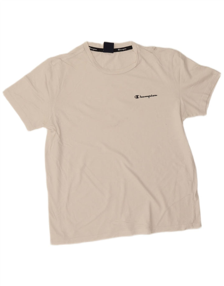 Champion Herre T-Shirt Top Medium Hvid Bomuld