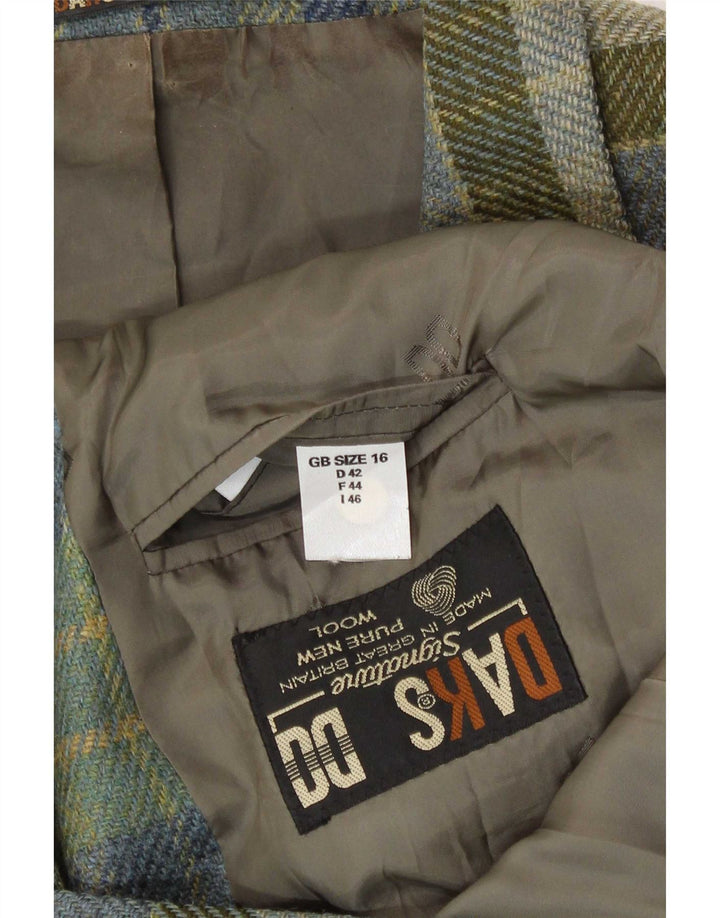 DAKS Chaqueta tipo blazer de 3 botones para mujer Reino Unido 16 Lana nueva a cuadros verdes grandes