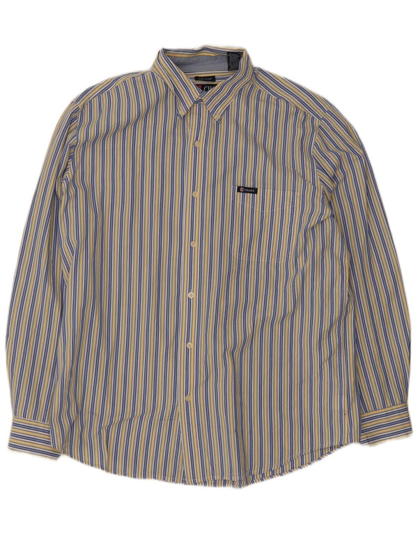 Chaps Mens Regular Fit Shirt Large Blue Striped Cotton