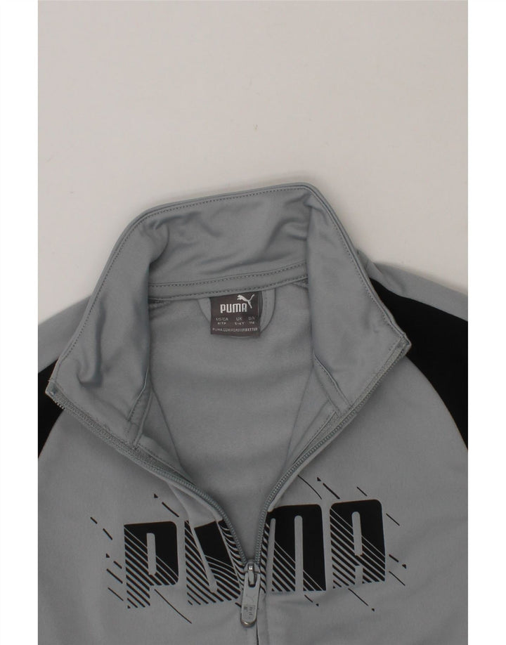 PUMA Boys Graphic Tracksuit Top Jacket 5-6 Years Grey Colourblock Vintage Puma and Second-Hand Puma from Messina Hembry 