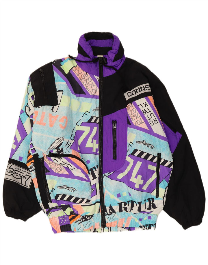 Vintage Mens Graphic Hooded Ski Jacket UK 40 Large Multicoloured Polyamide