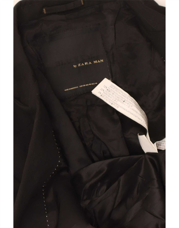 Zara Herre 2-knaps blazerjakke EU 50 Medium Sort Polyester
