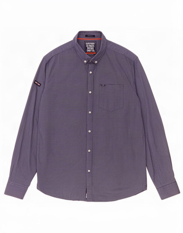 Camisa Superdry de corte regular para hombre, talla 2XL, de algodón a cuadros azules