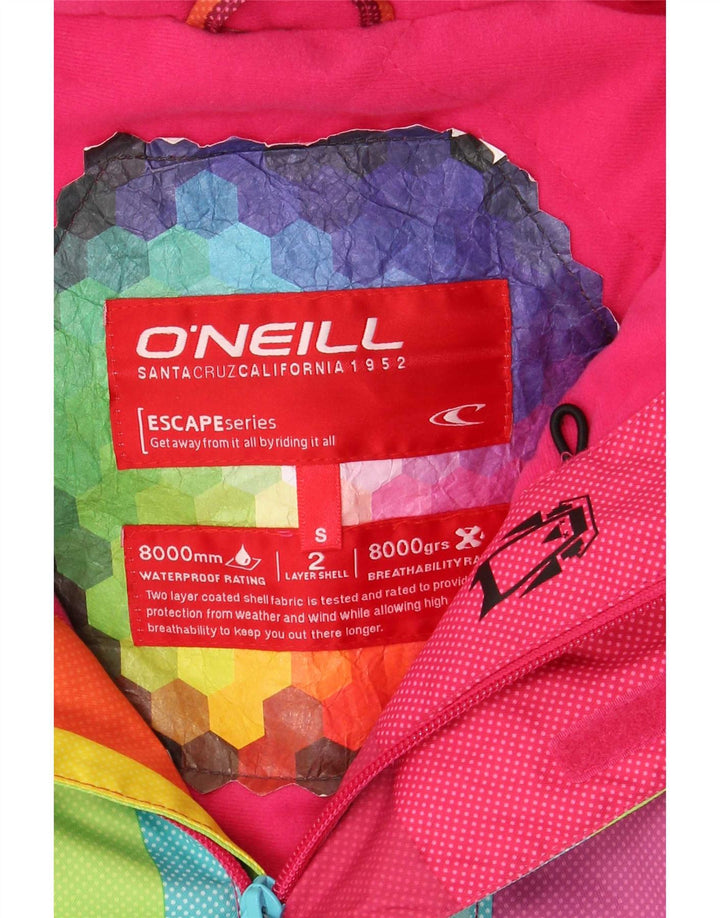 O'Neill Womens Hooded Rain Jacket UK 10 Small Multicoloured Colourblock