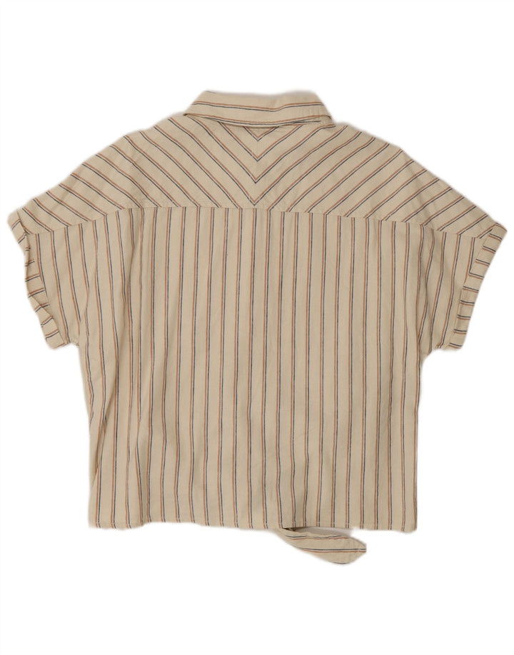 Manica corta da donna Fat Face UK 14 Large Beige Striped