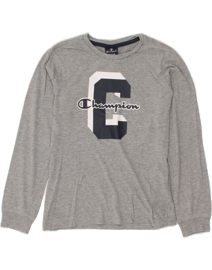 CHAMPION Boys Graphic Top Long Sleeve 9-10 Years Medium Grey Cotton Vintage Champion and Second-Hand Champion from Messina Hembry 