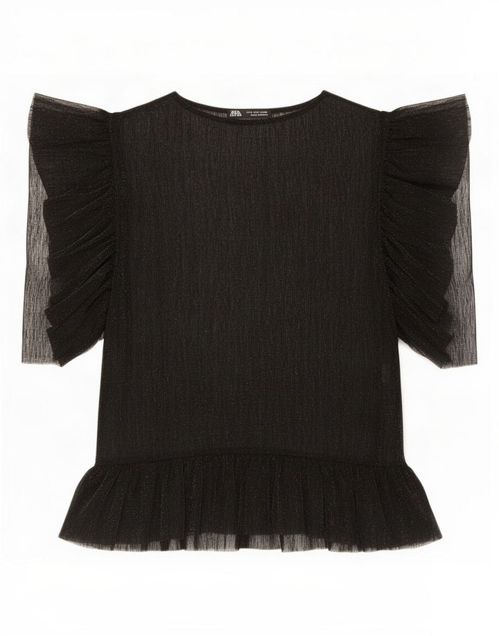 Zara Dame Se Through Top UK 10 Small Black