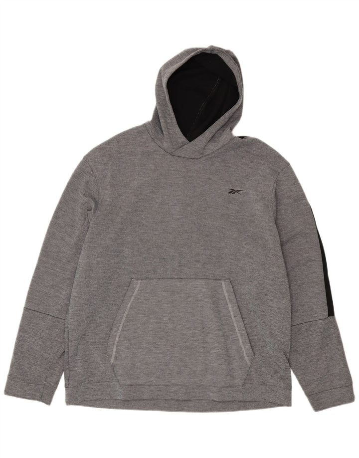 Reebok Mens Hoodie Jumper XL Grey Colourblock Polyester