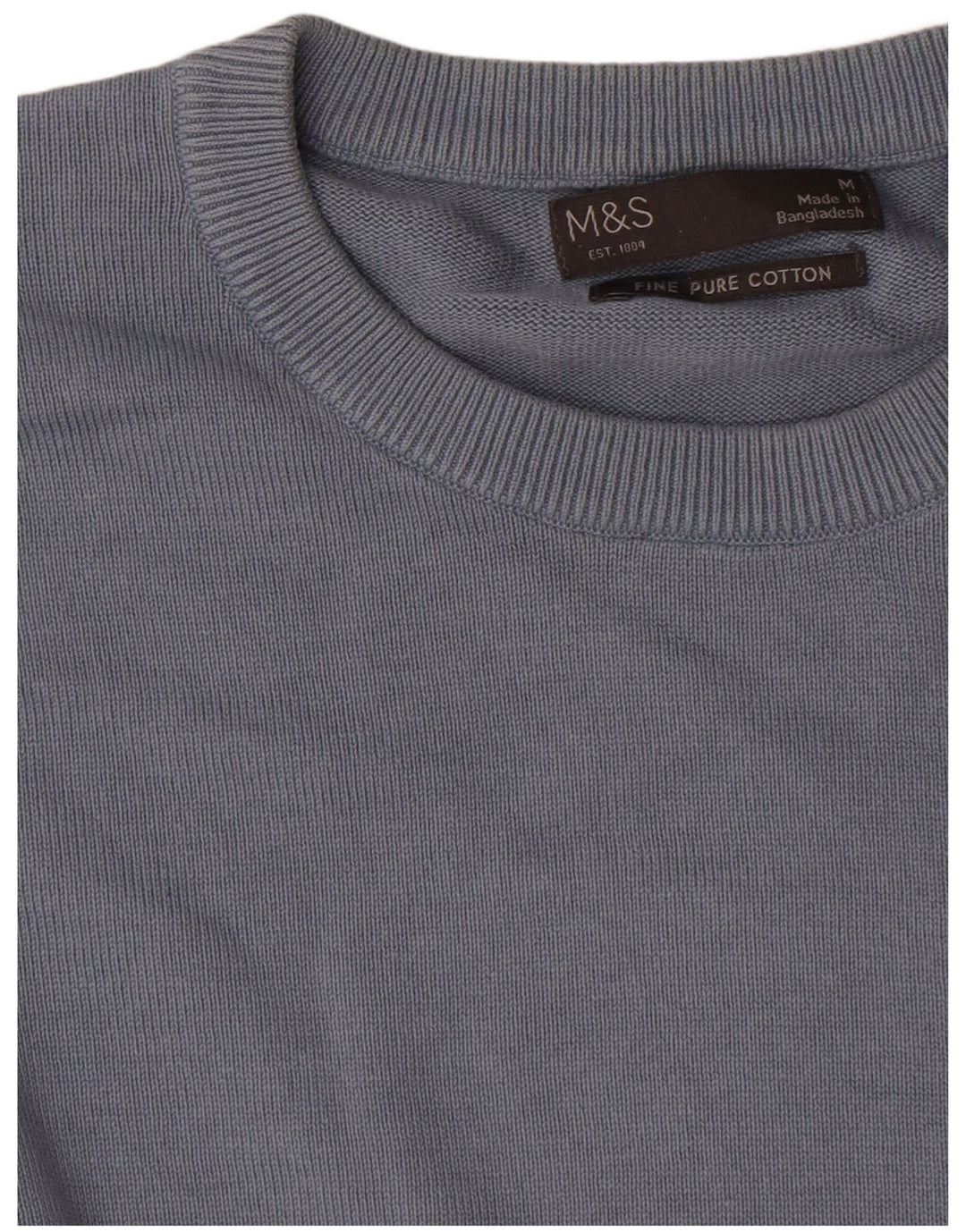 Marks & Spencer Mens Crew Neck Jumper Sweater Medium Blue Cotton