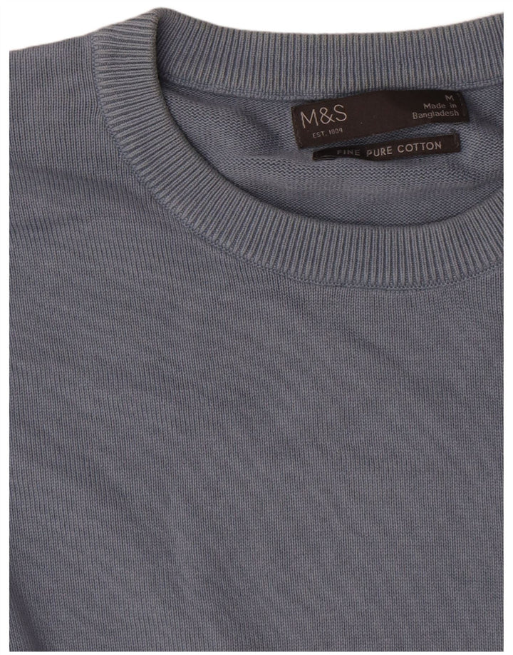 Marks & Spencer Mens Crew Neck Jumper Sweater Medium Blue Cotton