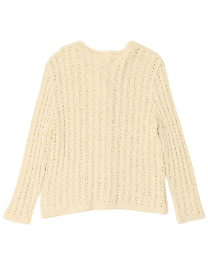 VINTAGE Womens Cardigan Sweater UK 12 Medium Off White