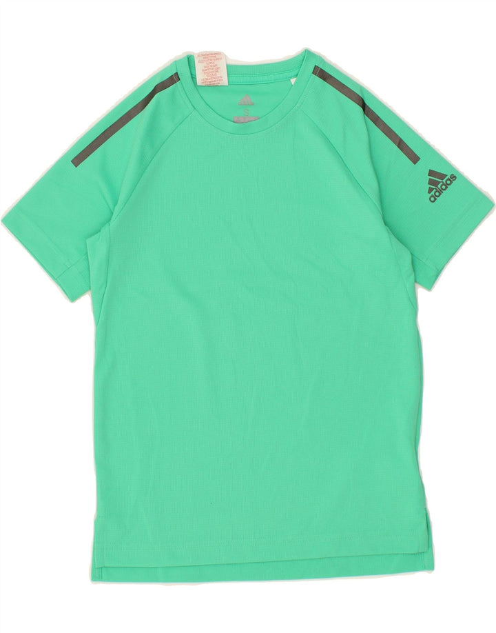 ADIDAS Boys T-Shirt Top 9-10 Years Small  Green Polyester Vintage Adidas and Second-Hand Adidas from Messina Hembry 