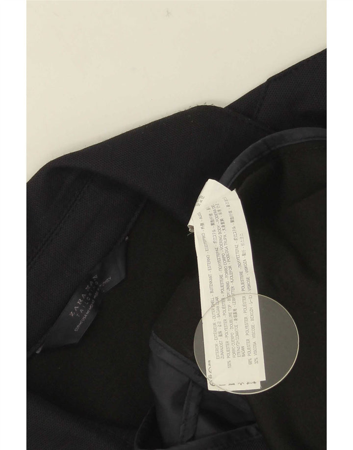 Zara Trench Coat til mænd UK 40 Medium Navy Blue Polyester