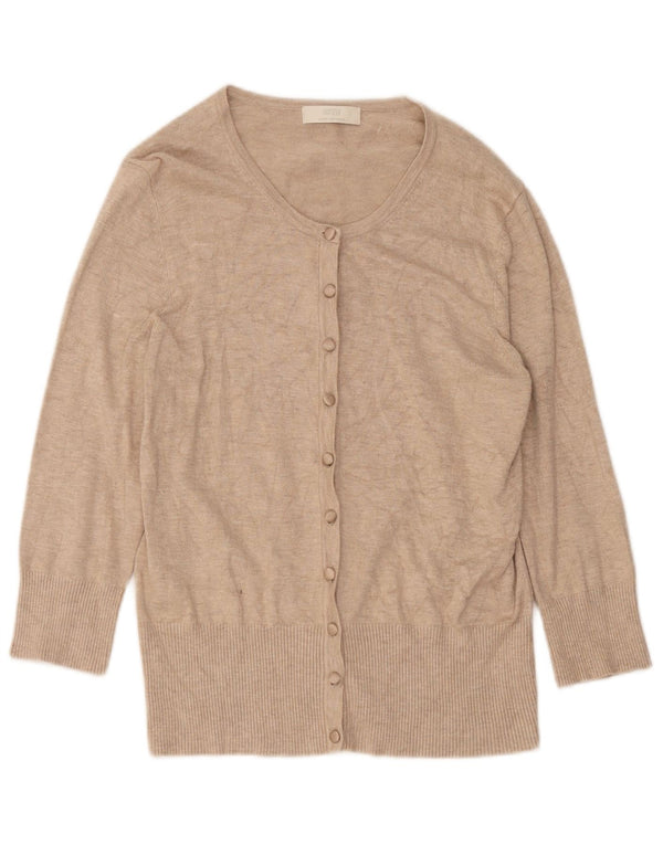 Marks & Spencer Damen-Strickjacke mit 3/4-Ärmeln, UK 12, Mittelbeige