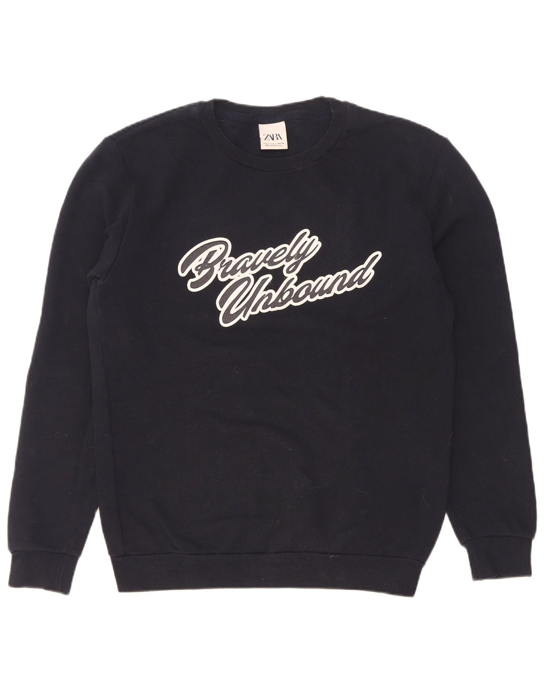 Zara Mens Graphic Sweatshirt Jumper Small Navy Blue Cotton
