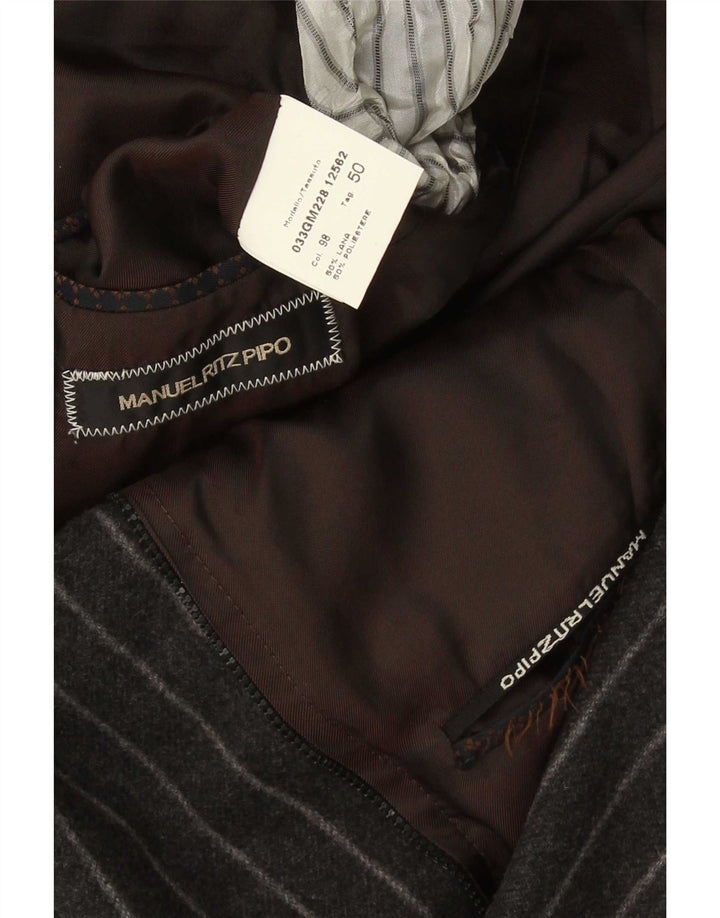 Manuel Ritz Pipo Veste Blazer 2 Boutons Homme IT 50 Grande Laine Rayée Grise