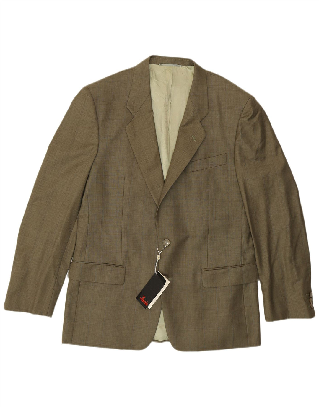 Facis Mens 1 Button Blazer Jacket IT 50 Large Khaki New Wool