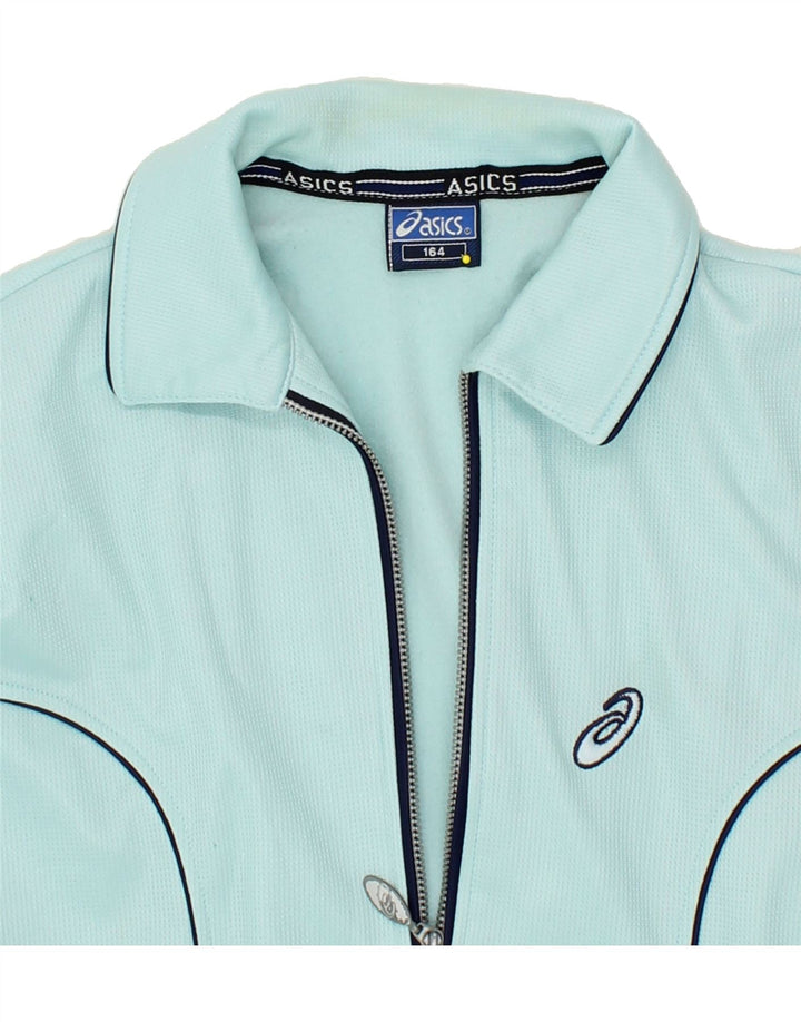 ASICS Boys Tracksuit Top Jacket 14-15 Years Blue Vintage Asics and Second-Hand Asics from Messina Hembry 