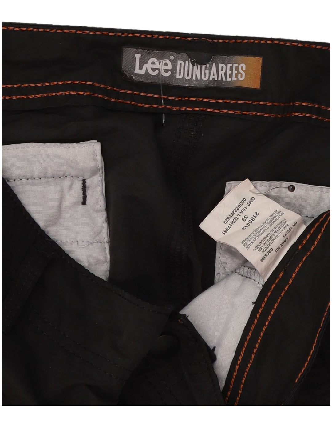 LEE Mens Cargo Shorts W33 Medium Black Polyester