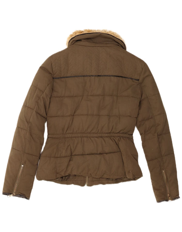 Zara Damen Wattierte Jacke UK 6 XS Khaki