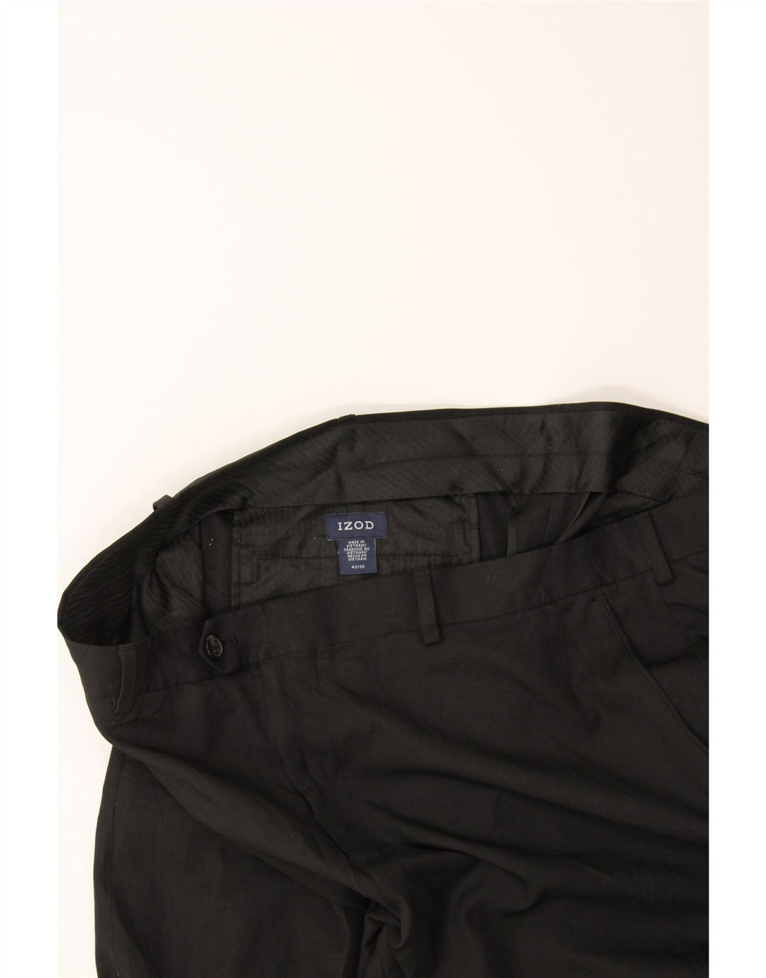 IZOD Mens Straight Suit Trousers W42 L30 Black Polyester Vintage Izod and Second-Hand Izod from Messina Hembry 