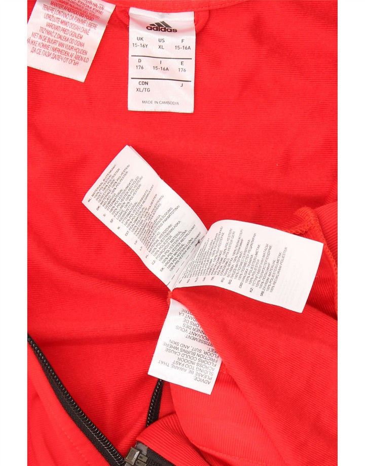 ADIDAS Boys Tracksuit Top Jacket 15-16 Years Red Colourblock Polyester Vintage Adidas and Second-Hand Adidas from Messina Hembry 