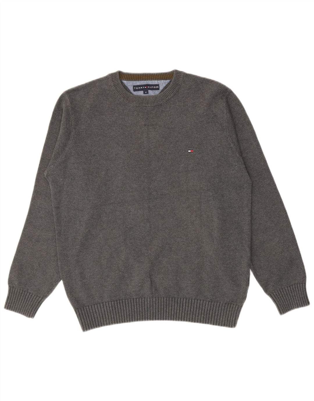 Tommy Hilfiger Mens Crew Neck Jumper Sweater Medium Grey Cotton