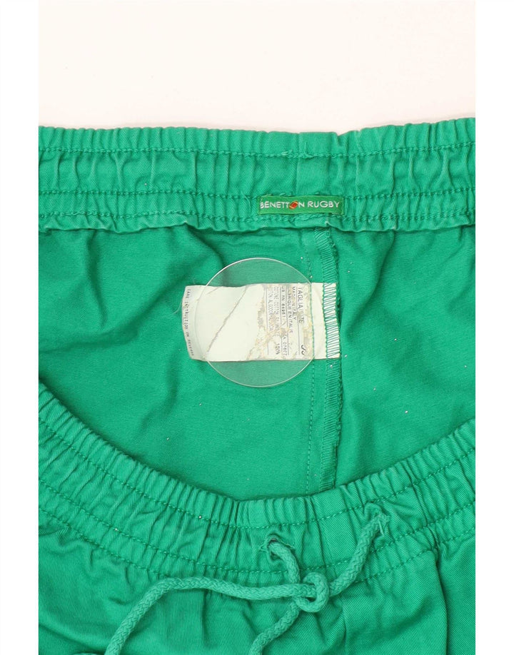 Benetton Mens Graphic Sport Shorts Medium  Green Cotton