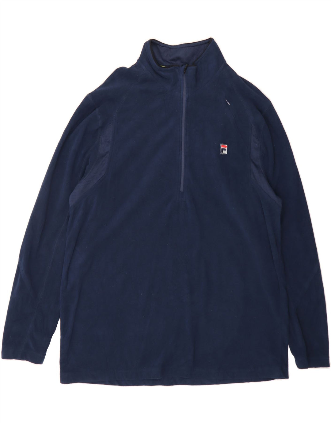 FILA Womens Zip Neck Fleece Jumper XL Navy Blue Polyester Vintage Fila and Second-Hand Fila from Messina Hembry 
