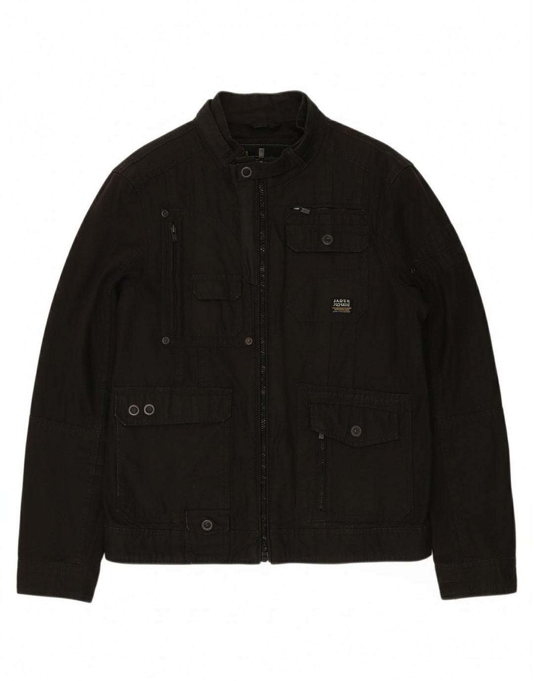 JACK & JONES Mens Utility Jacket UK 40 Large Black Cotton