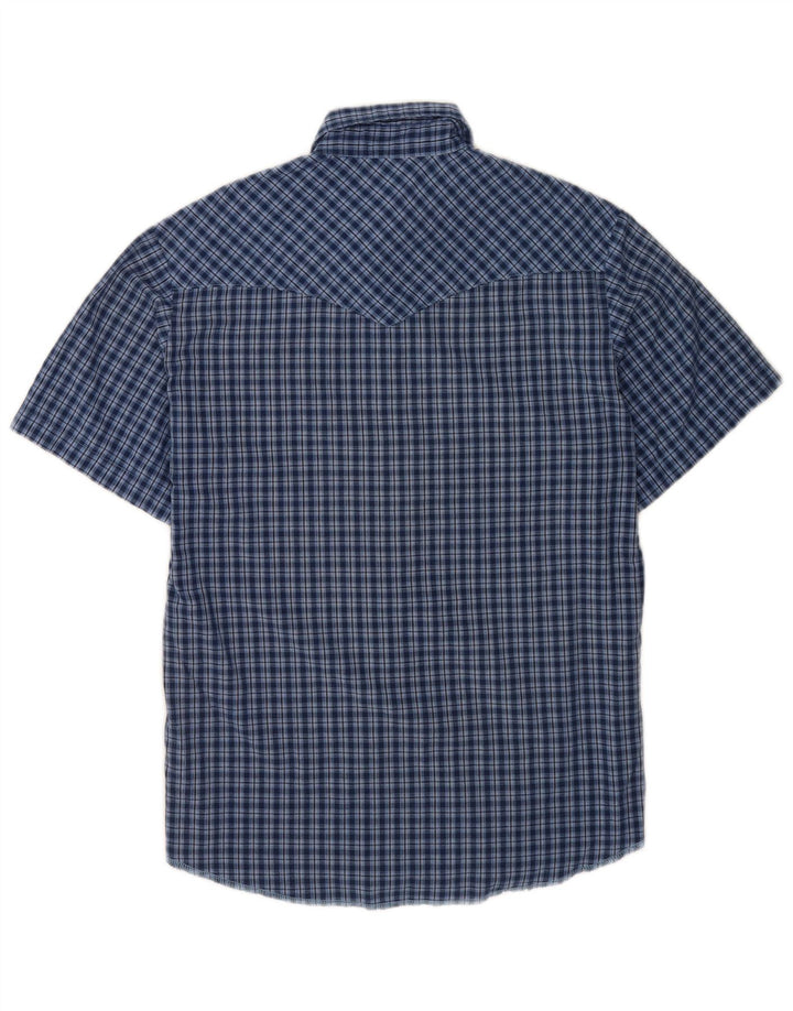 Wrangler Chemise à manches courtes pour homme en coton à carreaux bleu marine moyen