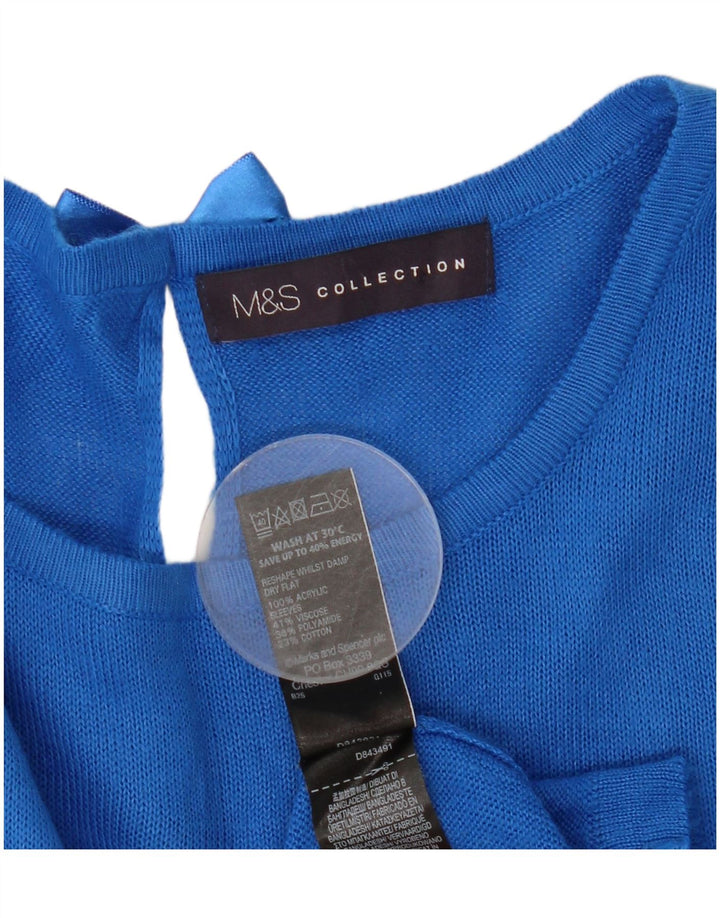 Marks & Spencer Womens Boat Neck Jumper Sweater UK 12 Medium Blue