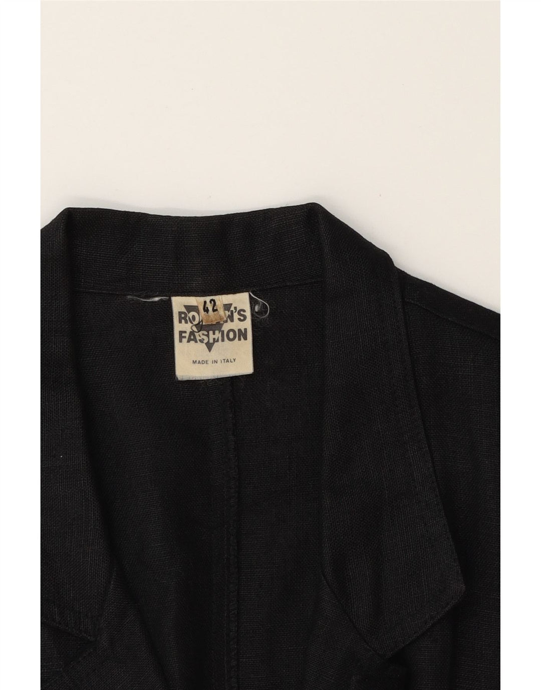 ROMAN'S Womens Crop 3 Button Blazer Jacket IT 42 Medium Black Cotton Vintage Roman's and Second-Hand Roman's from Messina Hembry 