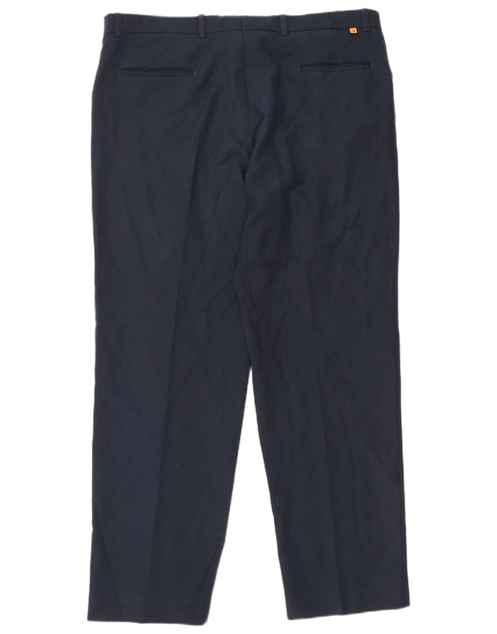 Farah Mens Straight Casual Trousers W38 L31 Navy Blue