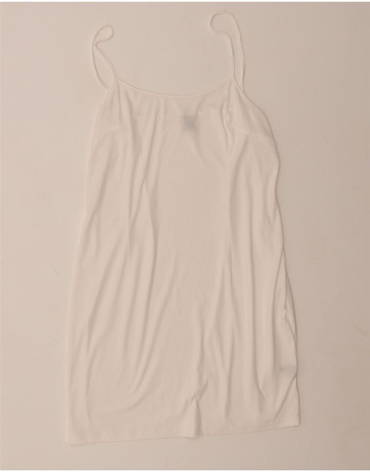 VINTAGE Womens Slip Dress UK 14 Large White Polyester